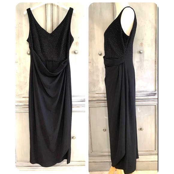David Warren NY Vintage Black Dress Gown Sz 10/12 14 - Picture 2 of 8